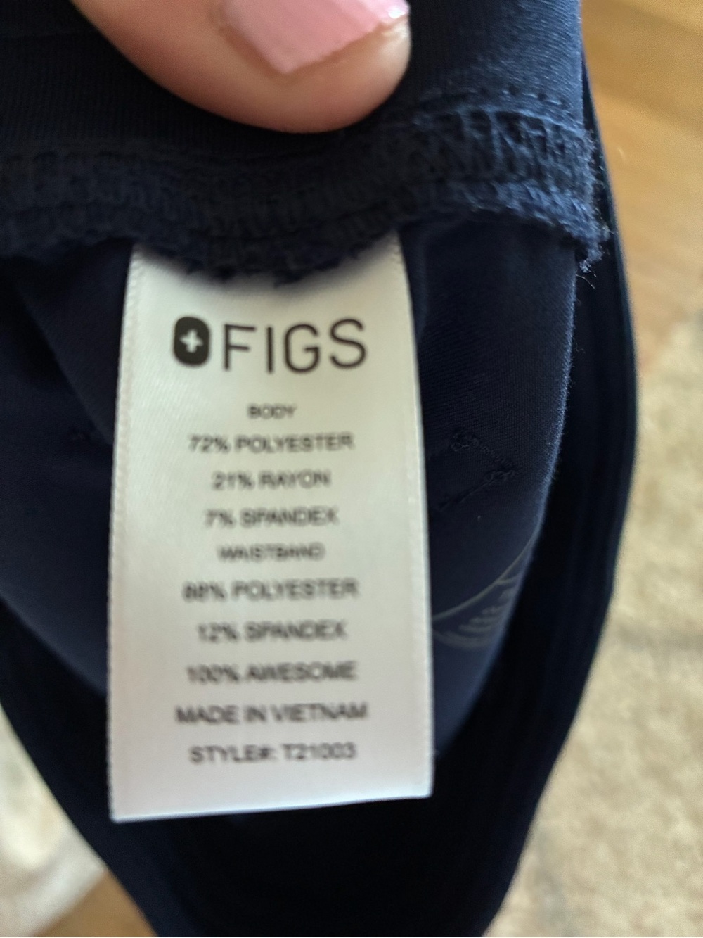 Figs Women's Navy Straight-Leg Scrub Pants with Gray Drawstring - Picture 3 of 3